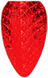 Red C9 LED bulb, lit